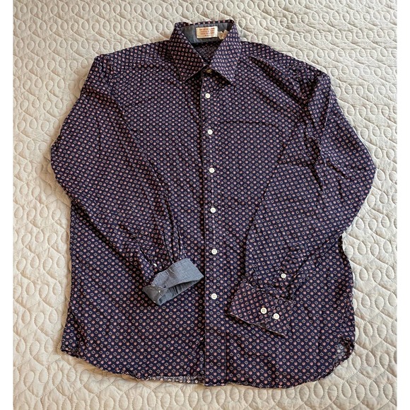 Mens Platino De Marquis Causal Button Dress Shirt Floral Medium - Picture 1 of 3